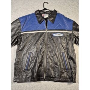Vtg Pepsi Generation Next  Black Blue Jacket Coat Genuine Leather Size XXL